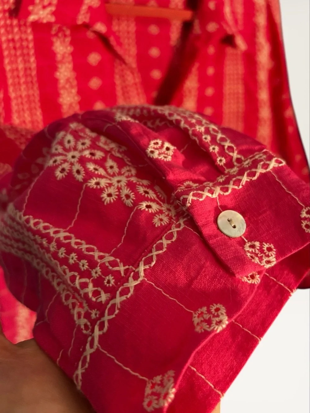 Zara Fuschia Embroidered Button-Up Shirt - Picture 4 of 8